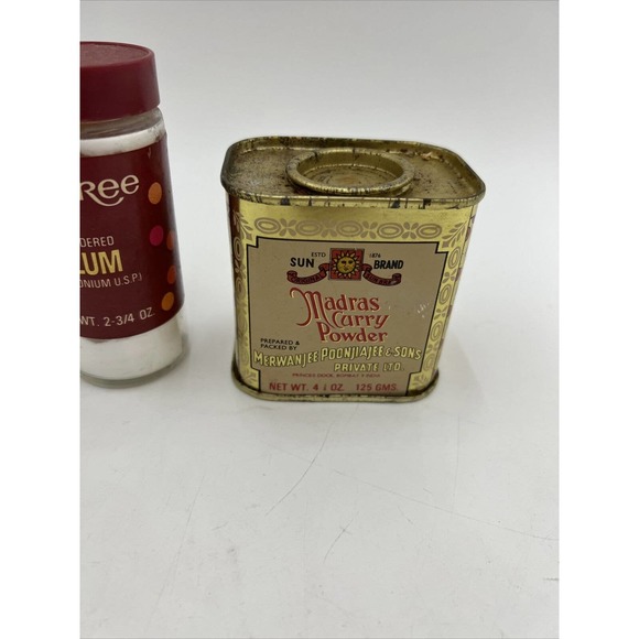 Vintage Durkee's Spices Tin + Glass Bottles Madras Curry Powder - Picture 4 of 8